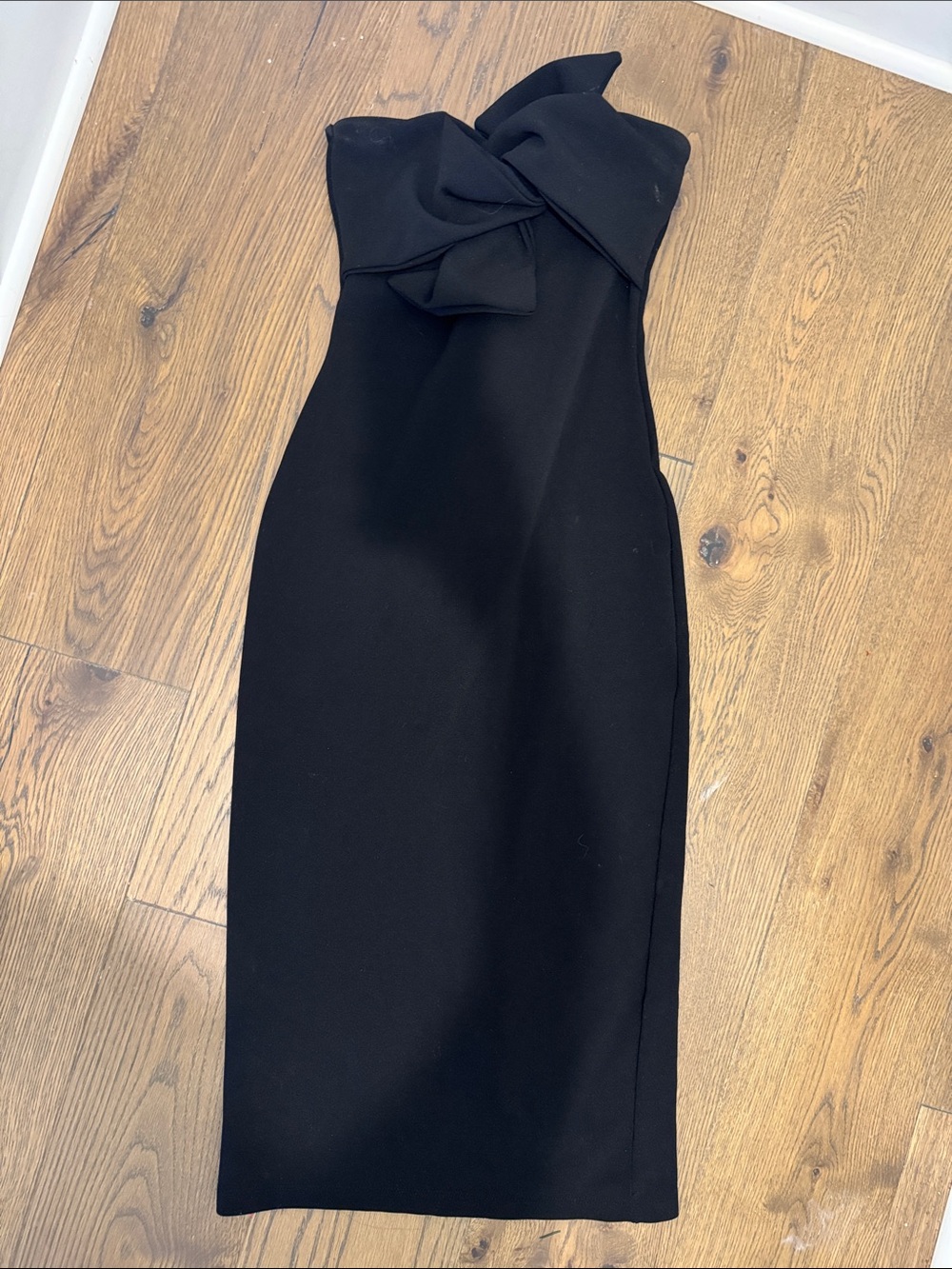 TOPSHOP Black Strapless Bow Midi Dress